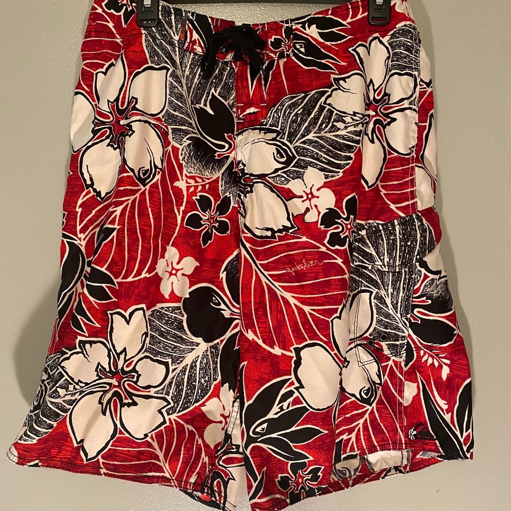 Quiksilver Board Shorts, Red Floral, 33